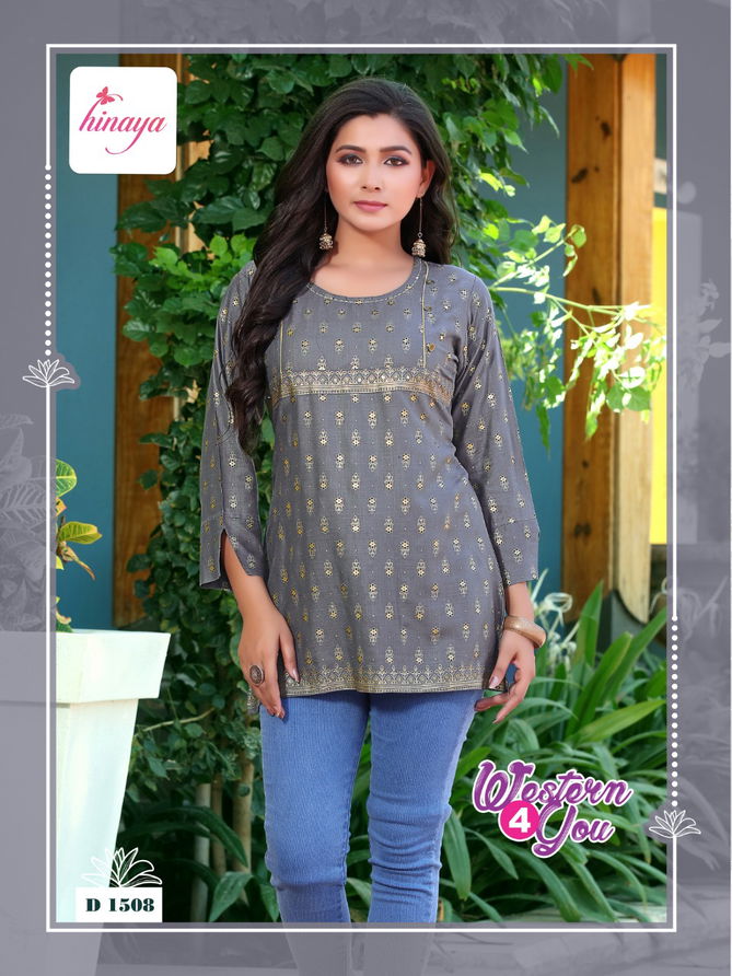 Hinaya Western 4 You 10 Rayon printed Wholesale Short Top Collection